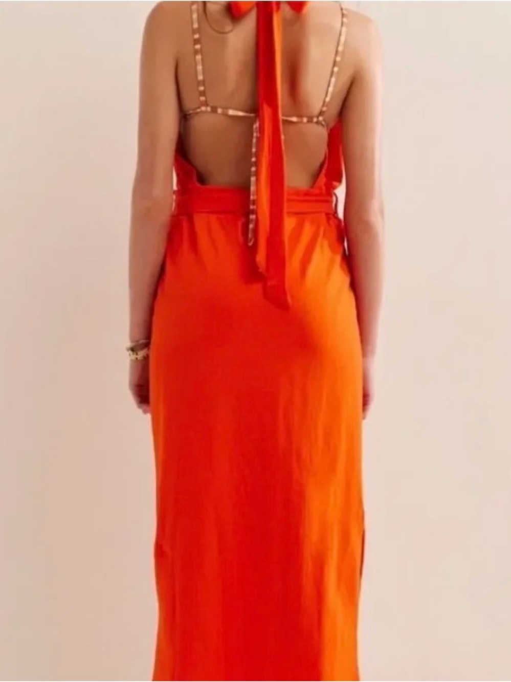 Free People S NWT Randi Midi Beach Dress Tangerine Tango Small Orange - Picture 2 of 5